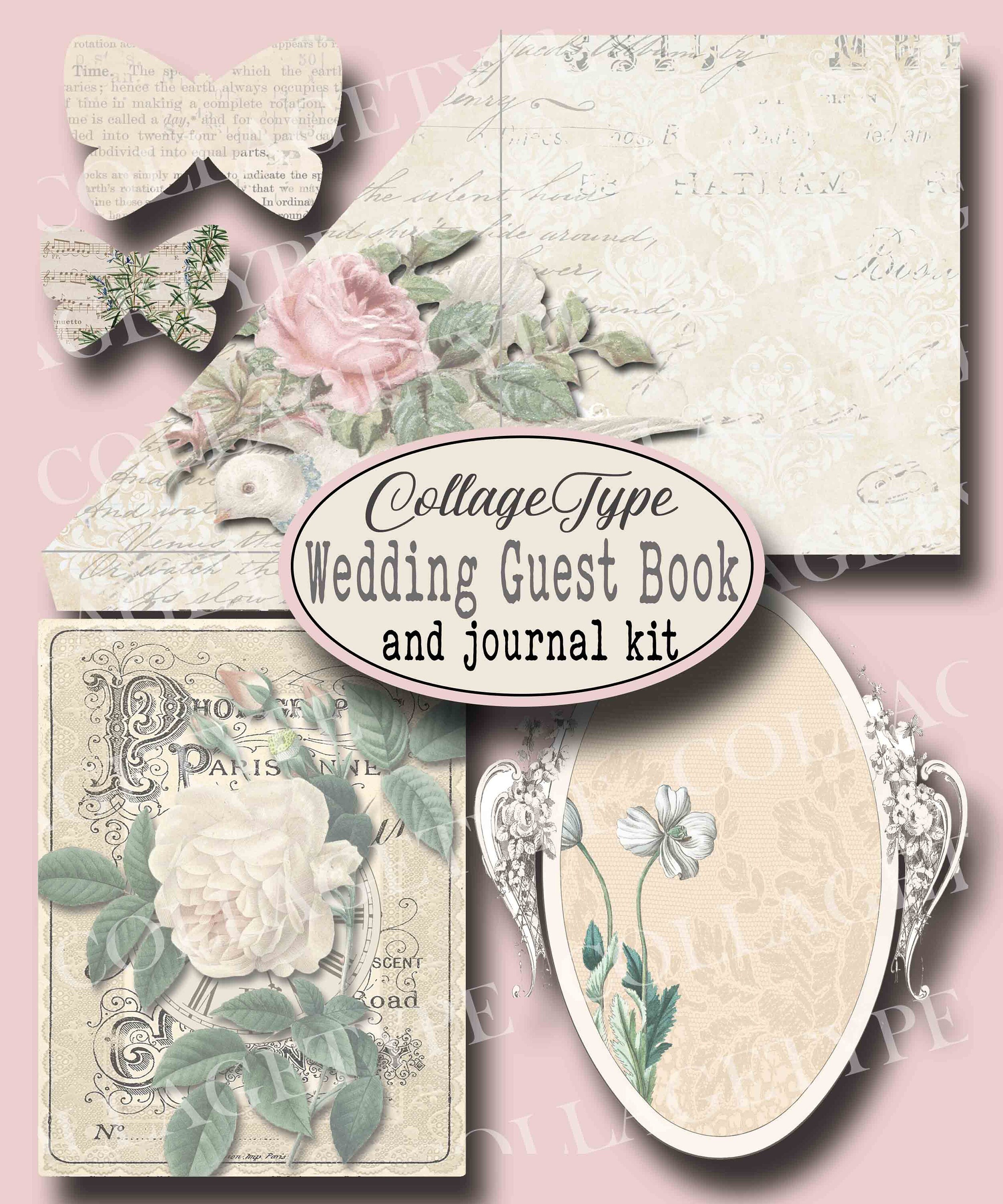 Wedding Junk Journal Guest Book Wedding Ephemera Ivory Etsy