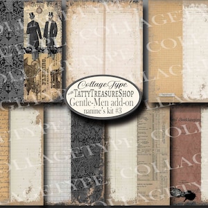 Junk Journal Men, sepia, black, brown, collab with Tatty_treasure #3, 10 pages