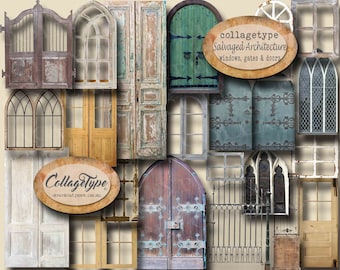 junk journal, old architecture, jpg PDF files, 27 old doors and windows