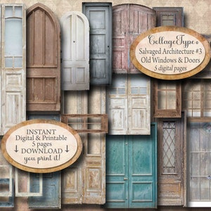 Vintage Architecture Junk Journal Grunge PDF and JPEG for Scrapbooking 5 pages