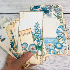 junk journal, botanical, blue, flowers, scrapbook, paper, kits, digital, 17 sheets