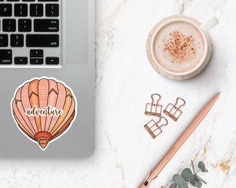 Adventure sticker, vinyl sticker, hot air balloon sticker, hydro flask sticker, travel sticker, MacBook sticker