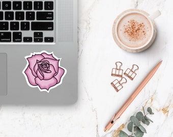 Rose Sticker, Flower vinyl sticker, rose hydro flask sticker, rose laptop sticker, flower gift, plant lover sticker