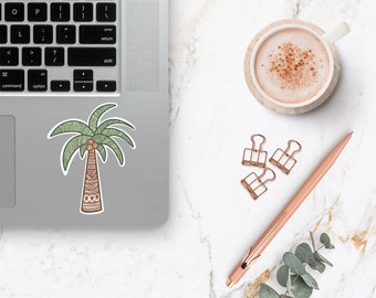 Palm tree sticker, Vinyl sticker, laptop decal, MacBook Decal, hydro flask sticker, waterproof sticker, tropical sticker, zendoodle sticker