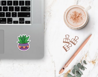 Plant in a Pot Sticker, vinyl sticker, potted plant sticker, plant hydro flask sticker, succulent sticker (weatherproof)