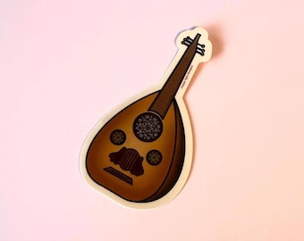 Oud Vinyl Sticker • Middle Eastern Instrument Decal • Arab Guitar Laptop Sticker • Waterproof Arabic Music Sticker Gift