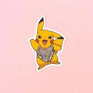 Keffiyeh Pikachu Sticker: Palestinian Pattern Vinyl Decal - Waterproof