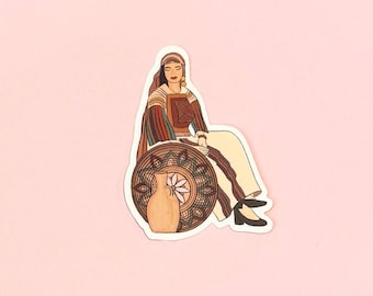 Arab Woman Sticker • Muslim Female Vinyl Decal • Waterproof Laptop & Water‑Bottle Sticker • Empowerment Gift Art