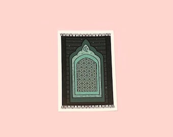 Prayer Rug Sticker: Muslim Art, Waterproof Vinyl Decal