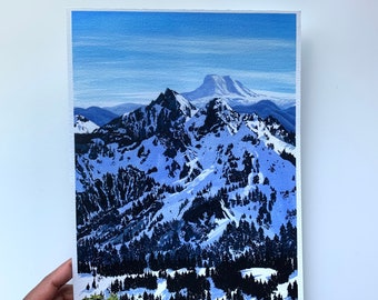 Winter Mountains Fine Art Giclée print | Gouache painting | Landscape Art |