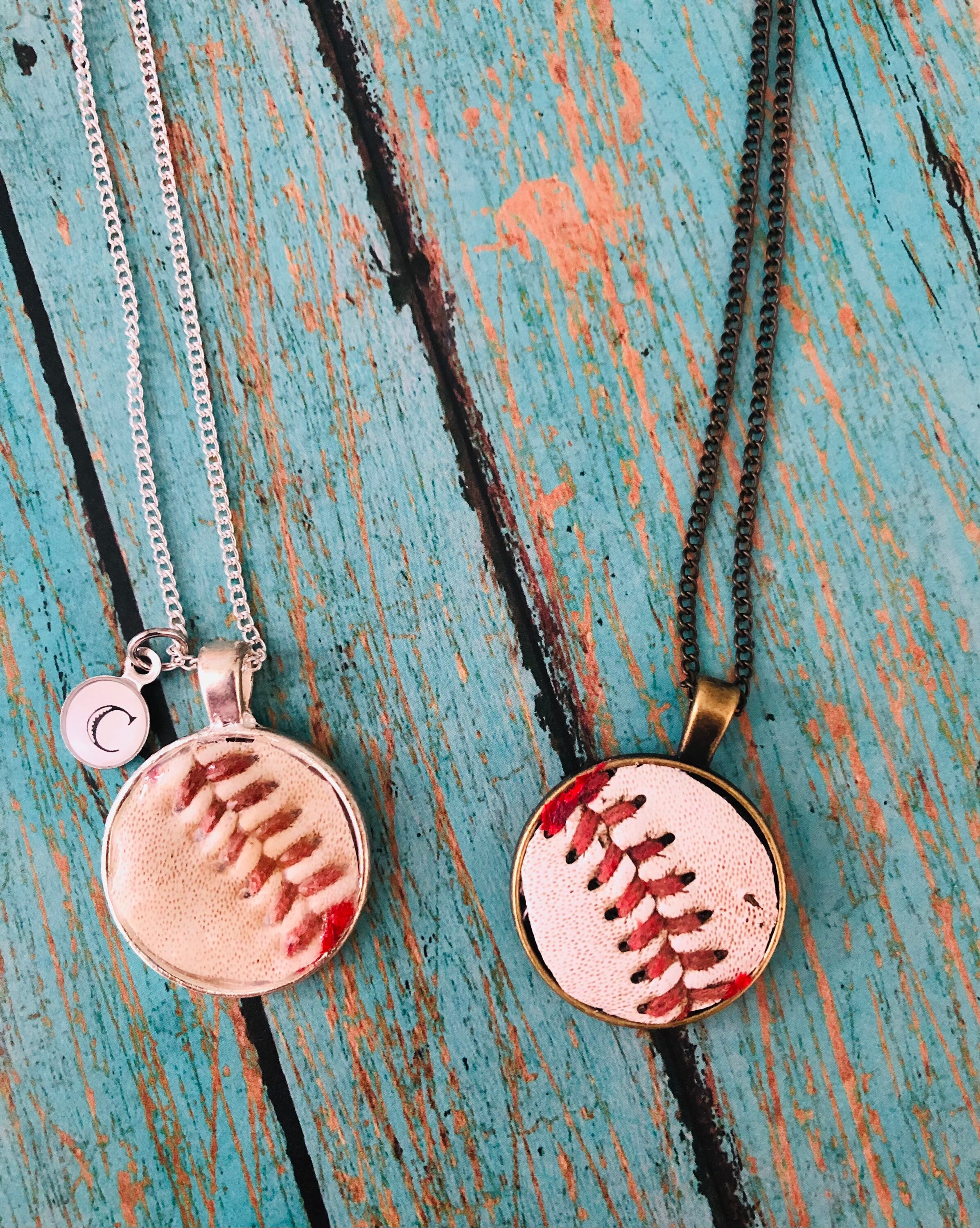 Baseball Necklace Pendant Leather Jewelry baseball leather Etsy