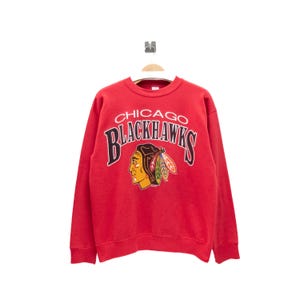 Vintage 80s Chicago Blackhawks Crewneck Sweatshirt: NHL Hockey Pullover