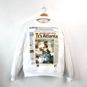 Vintage 90s Atlanta Braves Sweatshirt: MLB Win West Pullover (Size XL)