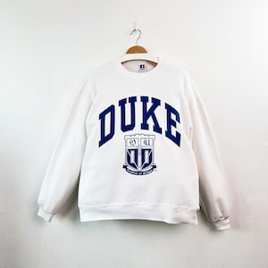Vintage 90s Duke University Sweatshirt | NCAA College Crewneck | Retro Blue Devils Pullover | Size XL