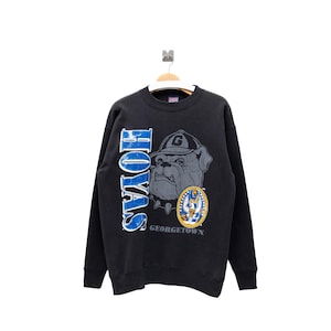 Vintage 90s Georgetown Hoyas Sweatshirt: Big Logo NCAA Pullover, Size L
