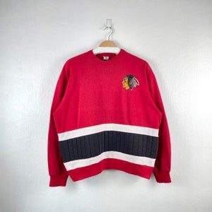 Rare Vintage 80s Chicago Blackhawks NHL Hockey Team Crewneck Sweatshirt Sportswear