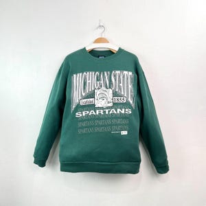 Vintage 90s Michigan State Spartans Crewneck Sweatshirt | Big Logo | NCAA Pullover | Size M | College Football Apparel