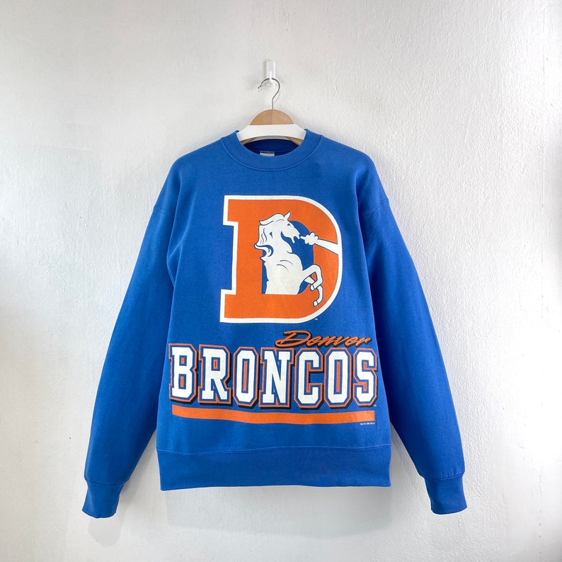 Vintage 90s Denver Broncos NFL Football Crewneck Sweatshirt Team Sportswear Etsy