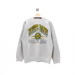 Vintage 90s Notre Dame | Fighting Irish Crewneck Sweatshirt XL | University Team Pullover | Retro College Football Shirt | Logo Sportswear