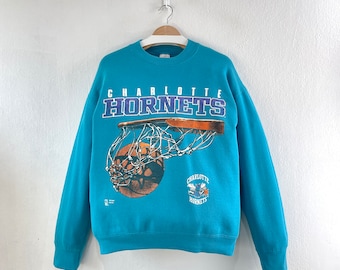 Vintage 90s Charlotte Hornets NBA Basketball Crewneck Sweatshirt Team Sportswear