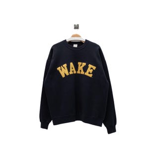 Vintage 90s Wake Forest University | Embroidered Logo Crewneck Sweatshirt | College Pullover | Retro Academic Sportswear | Size 2XL