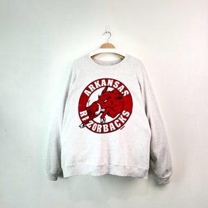 Vintage 90s Arkansas Razorbacks Sweatshirt - NCAA Big Logo Crewneck - 2XL