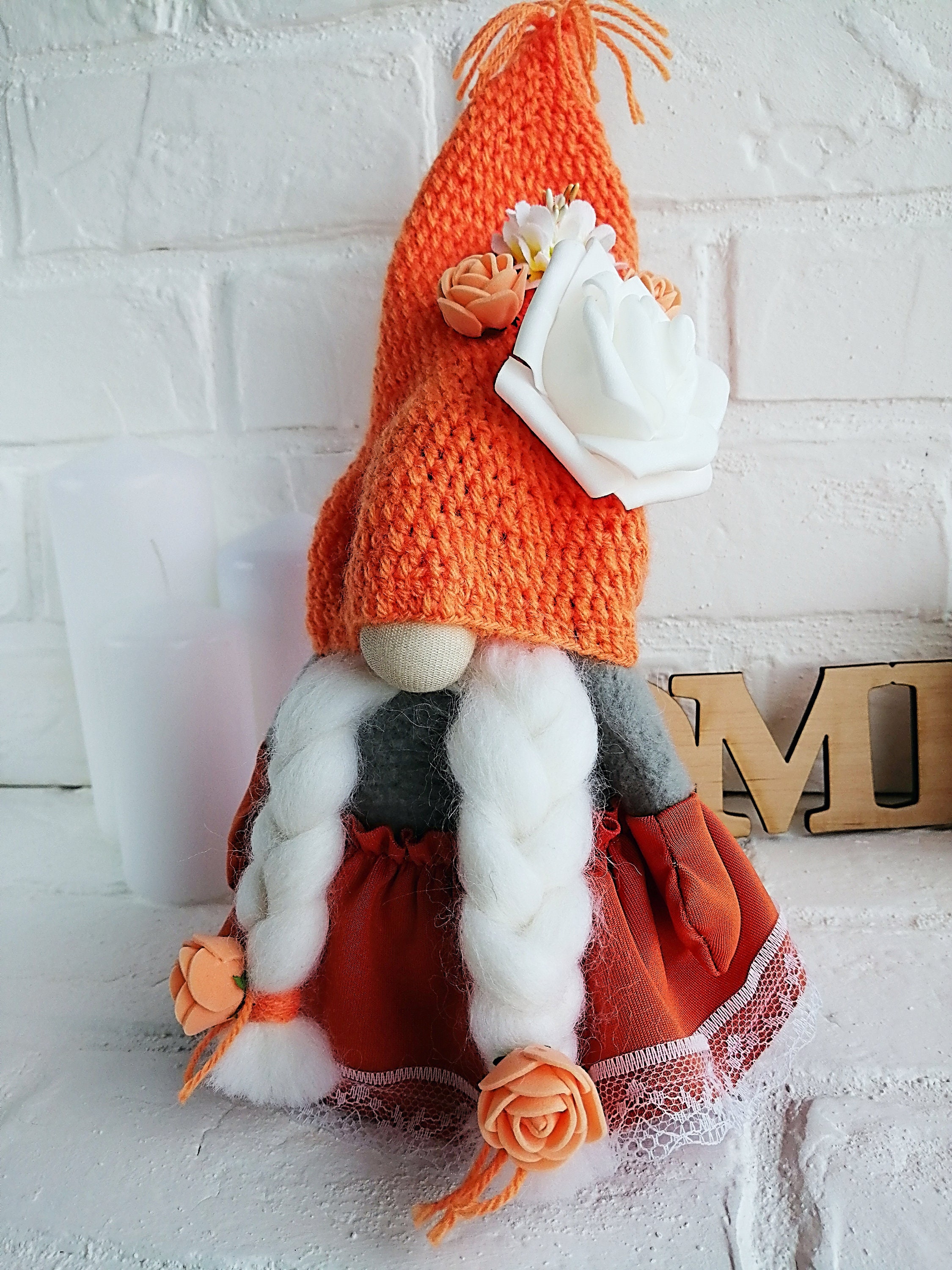 Orange gnome shelf sitter Viking Gnome Etsy