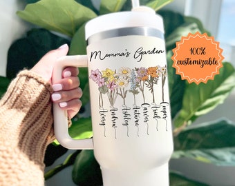 Mother's Day Gift, Birth Flower 40oz Tumbler, Plant Mom Tumbler,Mother’s Day Gift, Mothers Day Cup, Plant Lover Gift, Plant mom Cup,