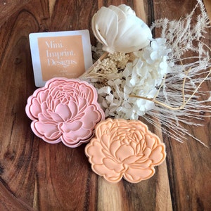 Peony Flower Cookie Stamp and Cutter Set