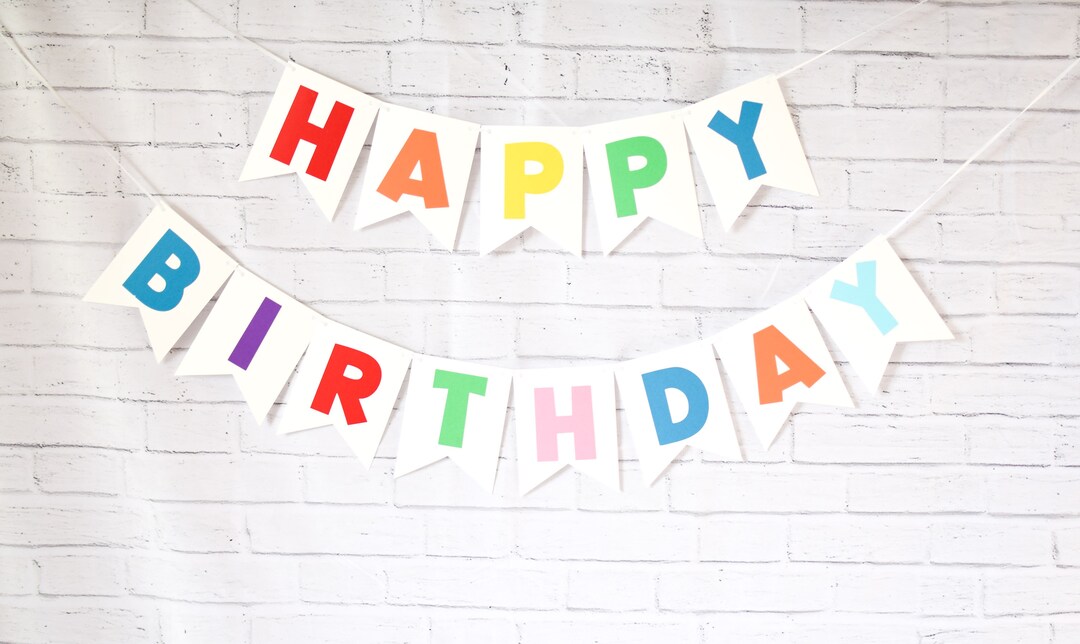 Rainbow Happy Birthday Banner Custom Name Party Decorations Unicorn