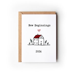 Carte Nouveau départ 2024/2025 | Maison neuve, pendaison de crémaillère, déménagement, déménagement, première maison, emménagement pour couple | Carte de voeux A6/A5