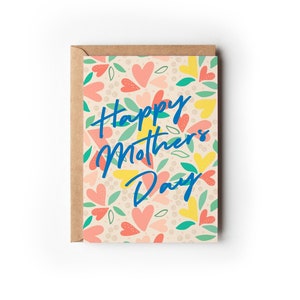 Joyeuse fête des mères - carte de fête des mères - fleurs printanières - A6