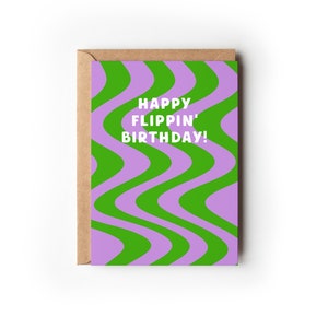 Cartão de aniversário, feliz aniversário flippin, cartão de aniversário divertido, cartão colorido, A6