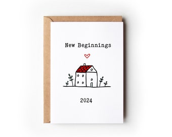 New Beginnings 2024 / 2025 Card | New Home, Housewarming, Moving House, Moving Country, First Home, Couple Moving In | A6 / A5 Greeting Card