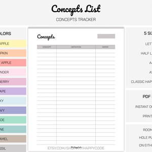 Concepts List Printable Concepts Tracker Printable Concepts Etsy Concepts List Printable Concepts Tracker Printable Concepts Etsy