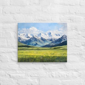 Snow Capped Mountains Printing Canvas Wallart, Snow Capped Mountains Landscape Wall Art, Peaceful Snow Capped Mountains Wall Art