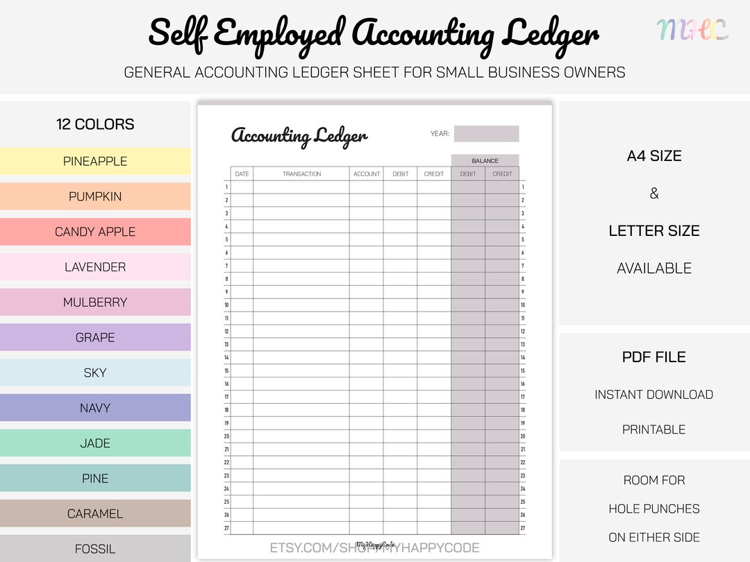 Self Employed General Accounting Ledger Paper Printable, Self Employed