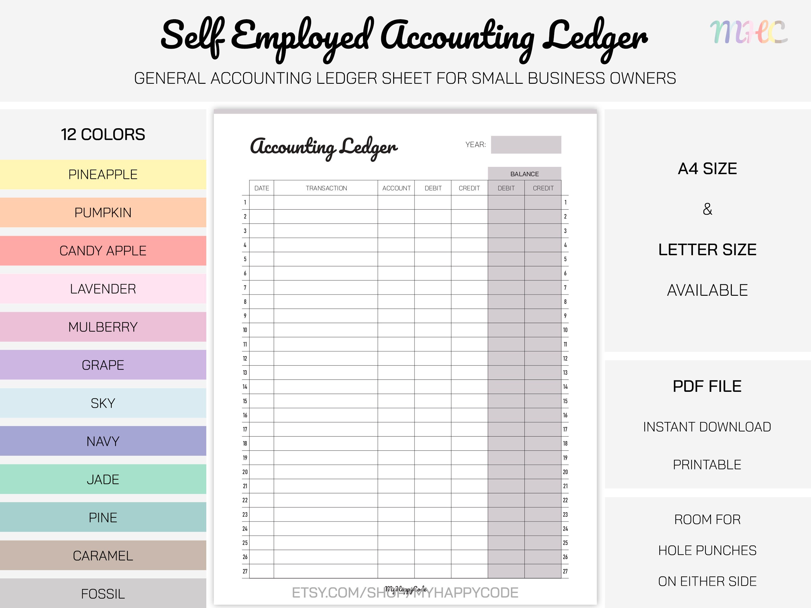 Self Employed General Accounting Ledger Paper Printable Self Employed Self Employed General Accounting Ledger Paper Printable Self Employed