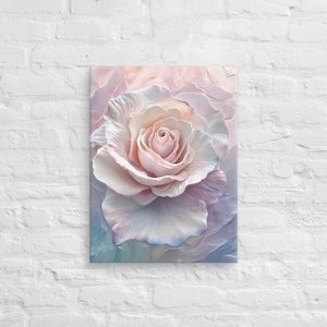 Minimalist White Rose Printing Canvas Wallart, Contemporary Art White Rose Wall Decor, Modern White Rose Wall Art