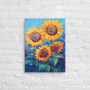 Dopamine Style Sunflowers Printing Canvas Wallart, Sunflowers Wall Art, Dopamine Floral Wall Art