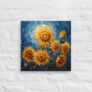 Sunflowers and the Moon Canvas Print, Sunflowers Canvas Print, Sunflowers Wall Art, Floral Canvas Print