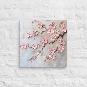 Pink Cherry Blossom Printing Canvas Wallart, Pink Sakura Branch Wall Art, Pink Floral Canvas Print, Pink Flowers Wall Art