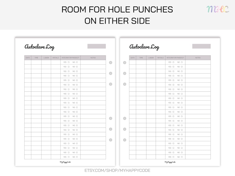 Autoclave Sterilization Log Printable, Autoclave Sterilization Tracker