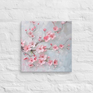 Print Sakura Printing Canvas Wallart, Pink Cherry Blossom Canvas Print, Romantic Pink Sprint Floral Canvas Print Wall Art