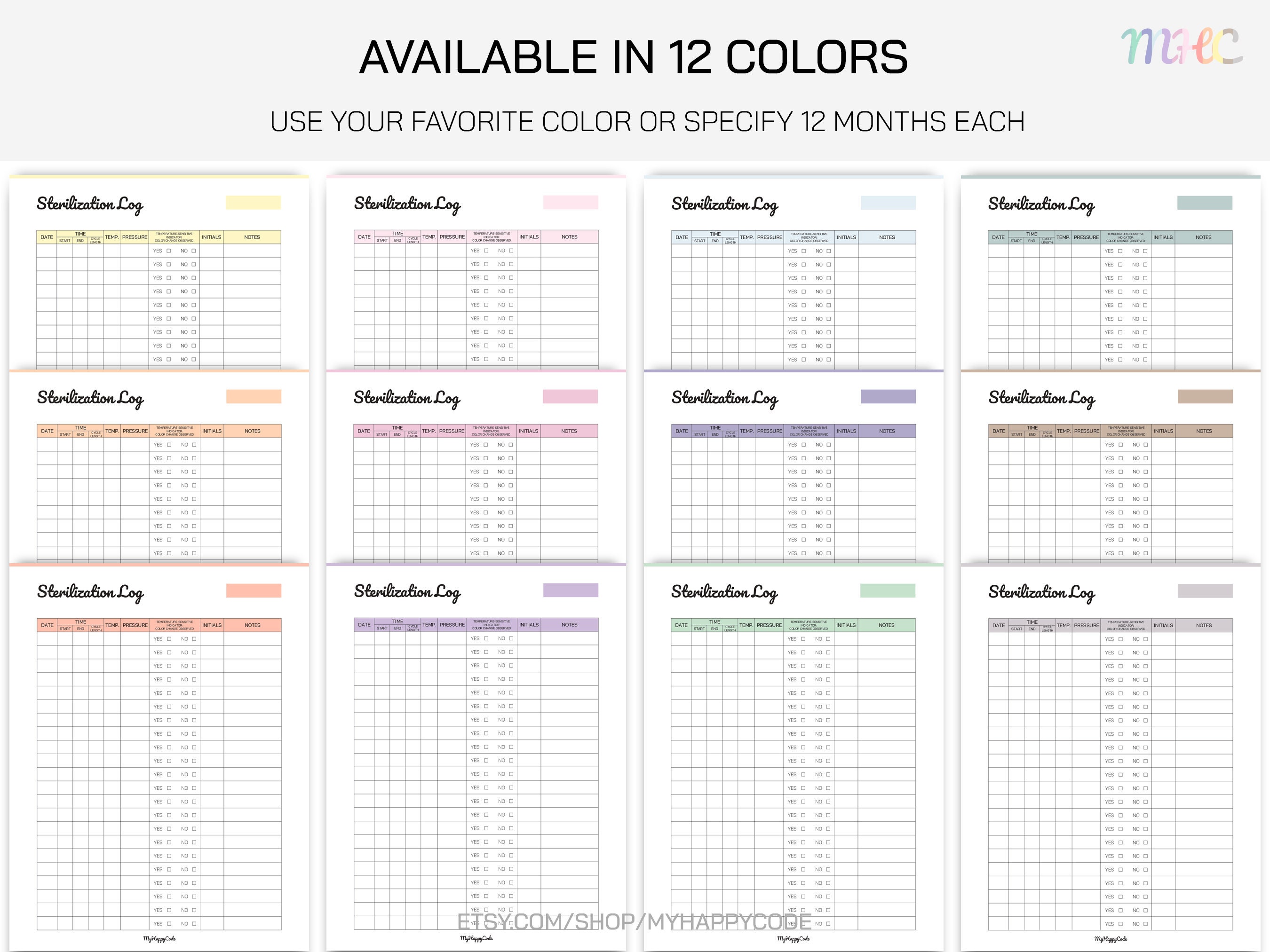 Sterilization Log Printable, Sterilization Tracker Printable - Etsy