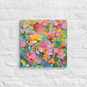 Dopamine Color Wild Flowers Printing Canvas Wallart, Bright Color Flowers Wall Art, Dopamine Floral Canvas Print