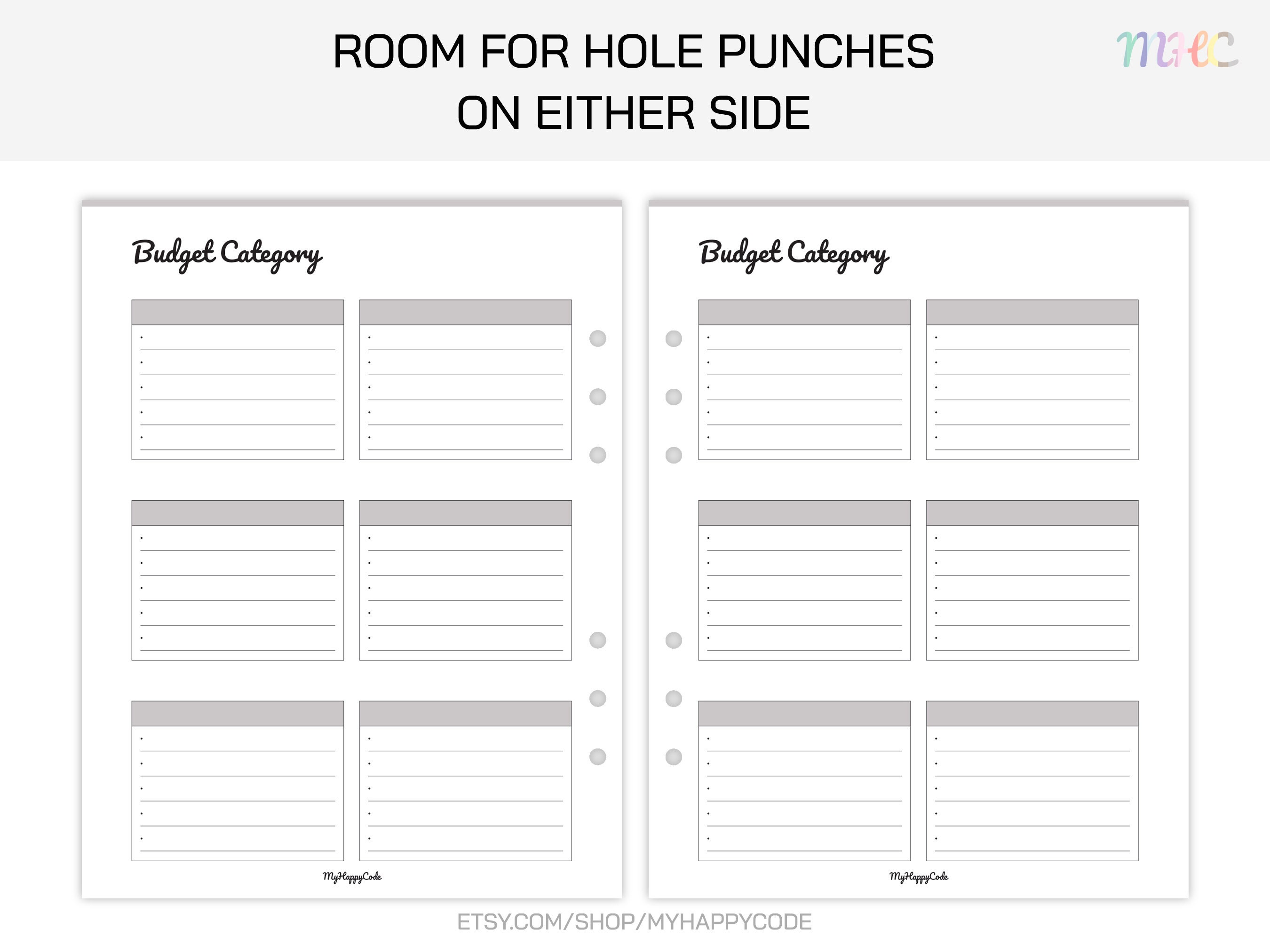 Budget Category Chart Printable, Budget Planner, Finance Planner - Etsy