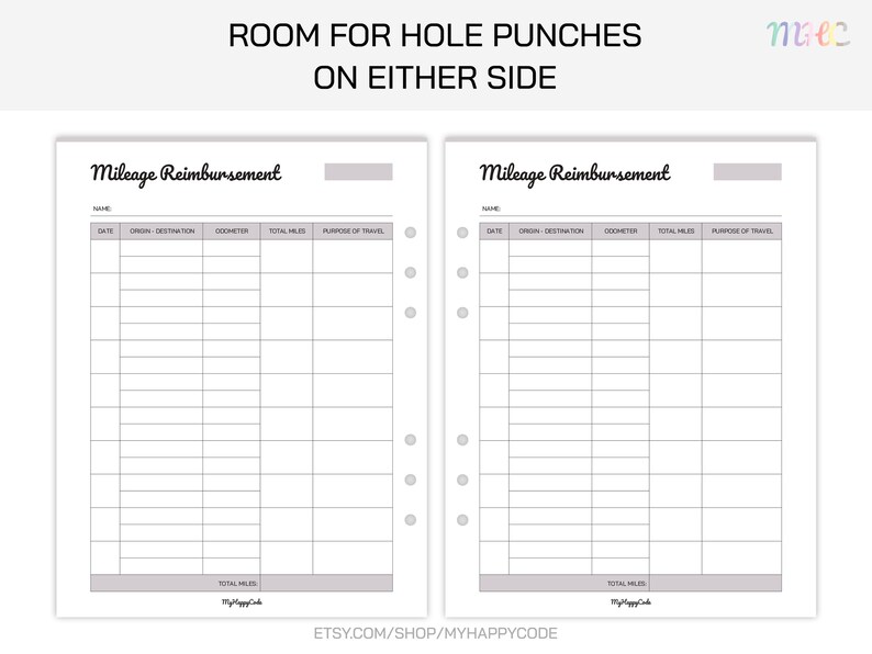 Mileage Reimbursement Log Printable, Mileage Reimbursement Tracker