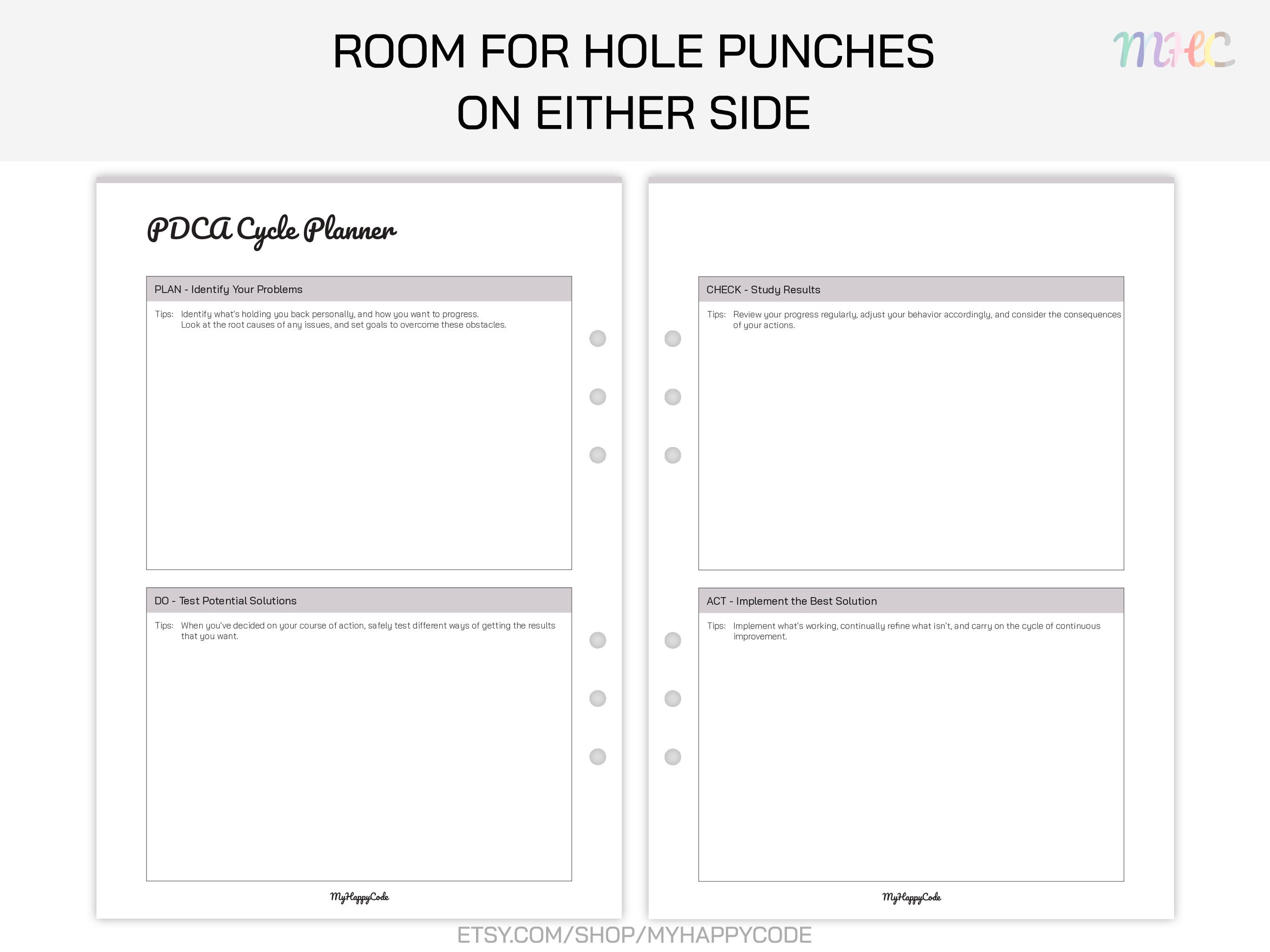 PDCA Cycle Planner Printable, Problem Solving Planner, Project Planner