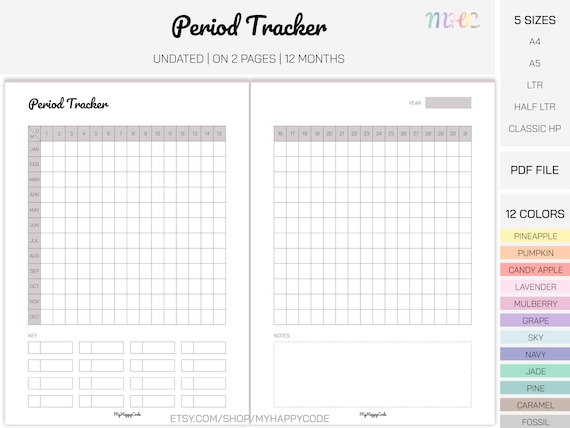 Period Tracker Printable Pregnancy Planner Pregnancy Plan - Etsy